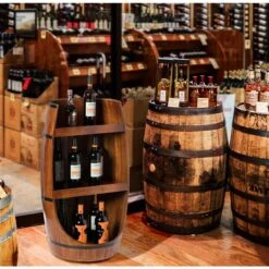 Vintiquewise 8-Bottle Brown Wooden Barrel-Shaped Wine Rack 9 Vintiquewise 8-Bottle Brown Wooden Barrel-Shaped Wine Rack -Alliedbas Shop 331023439 AlternateImage1 l