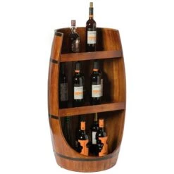 Vintiquewise 8-Bottle Brown Wooden Barrel-Shaped Wine Rack 8 Vintiquewise 8-Bottle Brown Wooden Barrel-Shaped Wine Rack -Alliedbas Shop 331023439 MainImage 001 l
