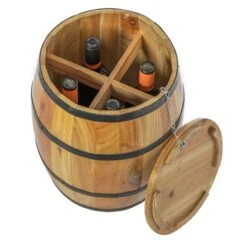 Vintiquewise 4-Bottle Brown Wooden Barrel-Shaped Wine Cabinet -Alliedbas Shop 331023464 AlternateImage2 l