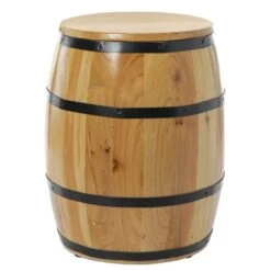 Vintiquewise 4-Bottle Brown Wooden Barrel-Shaped Wine Cabinet -Alliedbas Shop 331023464 AlternateImage4 l