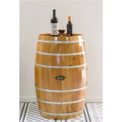 Vintiquewise 10-Bottle Wooden Brown Barrel-Shaped Wine Cabinet -Alliedbas Shop 331023483 AlternateImage1 l