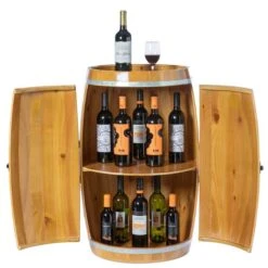 Vintiquewise 10-Bottle Wooden Brown Barrel-Shaped Wine Cabinet -Alliedbas Shop 331023483 MainImage 001 l