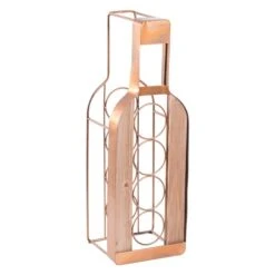 Vintiquewise 4-Bottle Bronze Metal Bottle-Shaped Wine Rack
