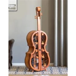 Vintiquewise 5-Bottle Brown Wooden Violin-Shaped Wine Cabinet -Alliedbas Shop 331023591 AlternateImage1 l