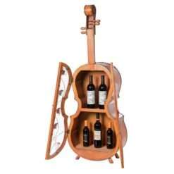 Vintiquewise 5-Bottle Brown Wooden Violin-Shaped Wine Cabinet