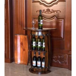 Vintiquewise 10-Bottle Brown Wooden Barrel-Shaped Wine Cabinet -Alliedbas Shop 331023593 AlternateImage1 l