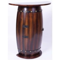Vintiquewise 10-Bottle Brown Wooden Barrel-Shaped Wine Cabinet -Alliedbas Shop 331023593 AlternateImage2 l