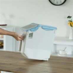 Basicwise 13-in X 8.75-in X 14.75-in Plastic Food Storage Container With Measuring Cup - 2-Piece