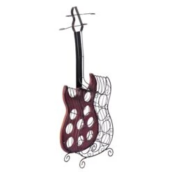 Vintiquewise 9-Bottle Red Metal Guitar-Shaped Wine Rack