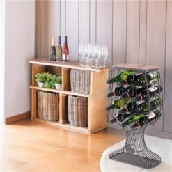 Vintiquewise 12-Bottle Bronze Metal Goblet-Shaped Wine Rack
