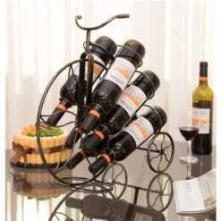 Vintiquewise 6-Bottle Bronze Metal Bicycle-Shaped Wine Rack -Alliedbas Shop 331023650 AlternateImage1 l