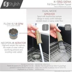 Stylish Brushed Gold 1-Lever Deck Mount High-Arc Kitchen Faucet -Alliedbas Shop 331024673 AlternateImage3 l