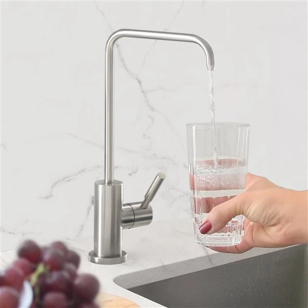 Stylish Stainless Steel Brushed 1-Lever Deck Mount High-Arc Drinking Water Tap Faucet 4 Stylish Stainless Steel Brushed 1-Lever Deck Mount High-Arc Drinking Water Tap Faucet - Image 4