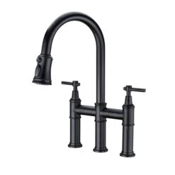 WELLFOR Matte Black 2-Handle Deck Mount Bridge Kitchen Faucet -Alliedbas Shop 331024981 AlternateImage1 l
