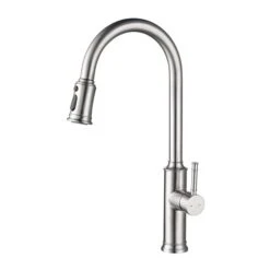 WELLFOR 1-Handle Deck Mount Pull-Out Kitchen Faucet In Brushed Nickel