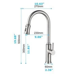 WELLFOR 1-Handle Deck Mount Pull-Out Kitchen Faucet In Brushed Nickel 9 WELLFOR 1-Handle Deck Mount Pull-Out Kitchen Faucet In Brushed Nickel -Alliedbas Shop 331024984 AlternateImage2 l
