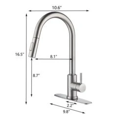 WELLFOR Brushed Nickel 1-Handle Deck Mount Pull-Down Touch Kitchen Faucet