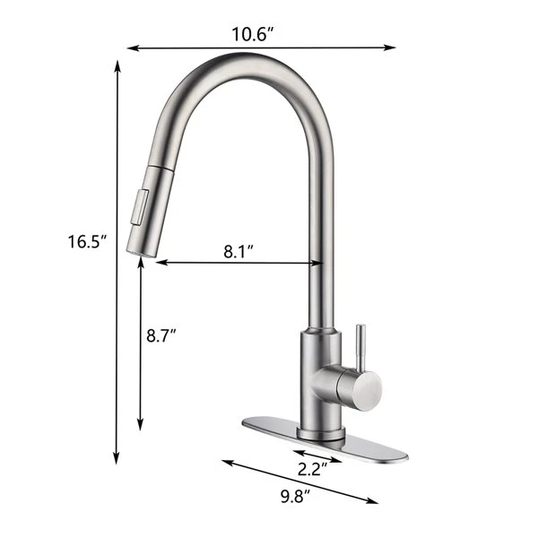 WELLFOR Brushed Nickel 1-Handle Deck Mount Pull-Down Touch Kitchen Faucet 1 WELLFOR Brushed Nickel 1-Handle Deck Mount Pull-Down Touch Kitchen Faucet