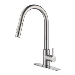 WELLFOR Brushed Nickel 1-Handle Deck Mount Pull-Down Touch Kitchen Faucet 6 WELLFOR Brushed Nickel 1-Handle Deck Mount Pull-Down Touch Kitchen Faucet -Alliedbas Shop 331024988 AlternateImage2 l