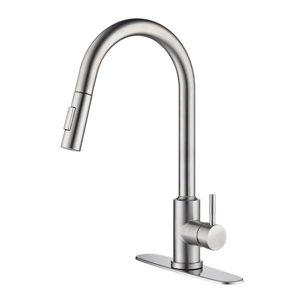 WELLFOR Brushed Nickel 1-Handle Deck Mount Pull-Down Touch Kitchen Faucet 3 WELLFOR Brushed Nickel 1-Handle Deck Mount Pull-Down Touch Kitchen Faucet - Image 3