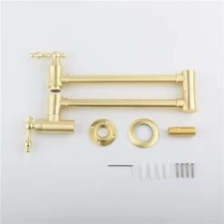 WELLFOR Brushed Gold 2-Handle Wall Mount Pot Filler Kitchen Faucet -Alliedbas Shop 331024990 AlternateImage2 l