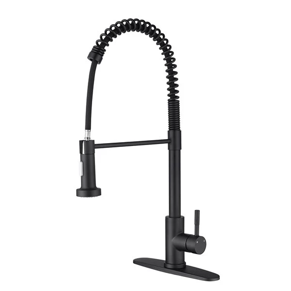 WELLFOR Matte Black 1-Handle Deck Mount Pull-Out Kitchen Faucet 3 WELLFOR Matte Black 1-Handle Deck Mount Pull-Out Kitchen Faucet - Image 3