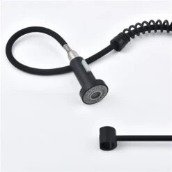 WELLFOR Matte Black 1-Handle Deck Mount Pull-Out Kitchen Faucet