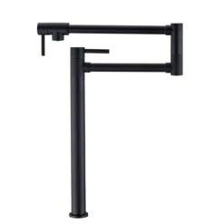 WELLFOR Matte Black 2-Handle Deck Mount Pot Filler Kitchen Faucet