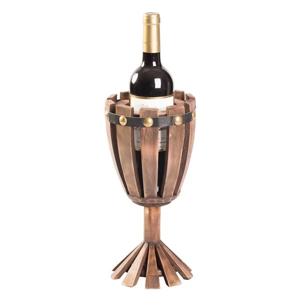 Vintiquewise 1-Bottle Wooden Goblet Shaped Decorative Wine Bottle Holder 3 Vintiquewise 1-Bottle Wooden Goblet Shaped Decorative Wine Bottle Holder - Image 3