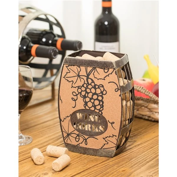 Vintiquewise Decorative Metal Barrel Shaped Wine Cork Holder 2 Vintiquewise Decorative Metal Barrel Shaped Wine Cork Holder - Image 2