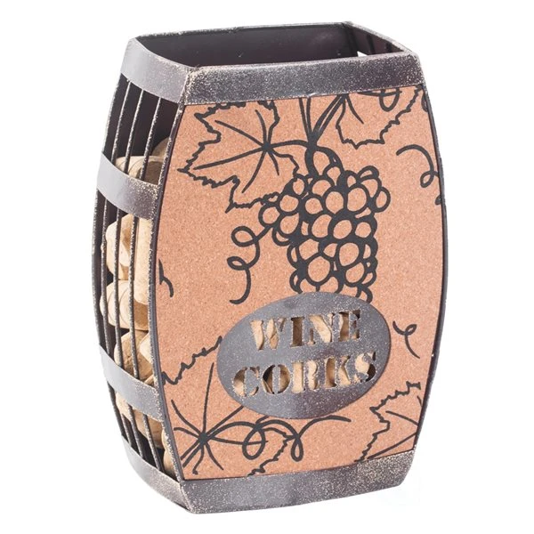 Vintiquewise Decorative Metal Barrel Shaped Wine Cork Holder 3 Vintiquewise Decorative Metal Barrel Shaped Wine Cork Holder - Image 3