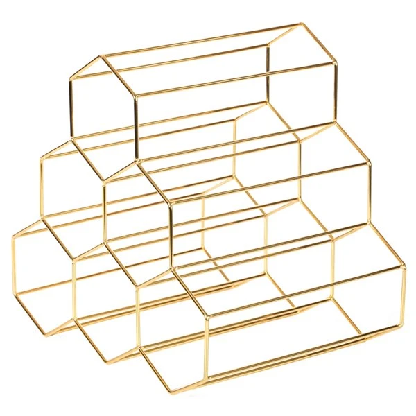 Fabulaxe 6-Bottle Gold Metal Countertop Wine Bottle Holder 3 Fabulaxe 6-Bottle Gold Metal Countertop Wine Bottle Holder - Image 3