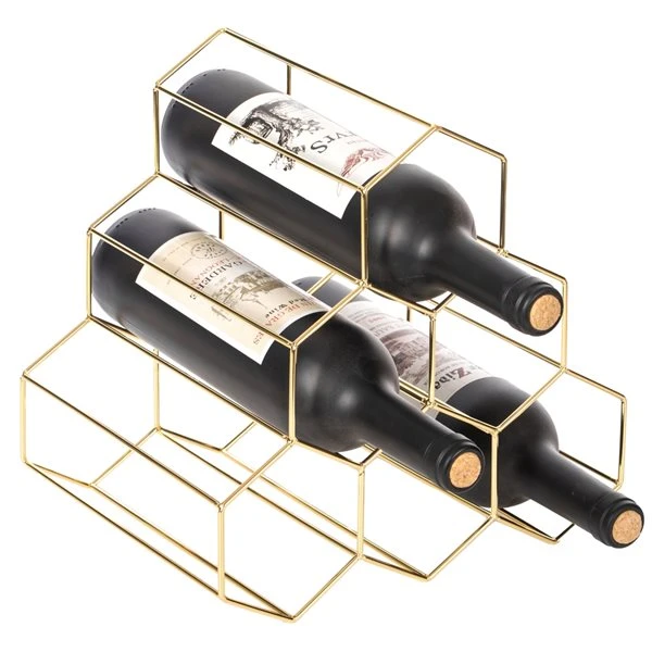 Fabulaxe 6-Bottle Gold Metal Countertop Wine Bottle Holder 1 Fabulaxe 6-Bottle Gold Metal Countertop Wine Bottle Holder