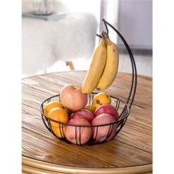 Basicwise Black Metal Fruit Bowl With Banana Hanger -Alliedbas Shop 331030470 AlternateImage1 l