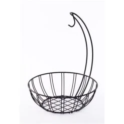Basicwise Black Metal Fruit Bowl With Banana Hanger -Alliedbas Shop 331030470 AlternateImage2 l