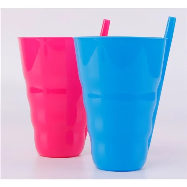 Basicwise 20-fl Oz. Plastic Reusable Cup With Straw - Set Of 2 1 Basicwise 20-fl Oz. Plastic Reusable Cup With Straw - Set Of 2