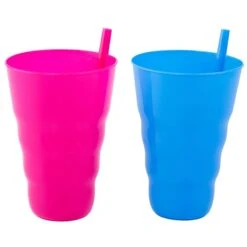 Basicwise 20-fl Oz. Plastic Reusable Cup With Straw - Set Of 2 6 Basicwise 20-fl Oz. Plastic Reusable Cup With Straw - Set Of 2 -Alliedbas Shop 331030508 MainImage 001 l