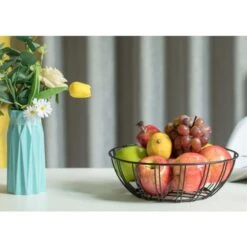 Basicwise Black Metal Fruit Bowl
