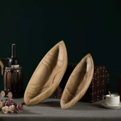 Vintiquewise Wood Boat Shaped Tray - Set Of 2 -Alliedbas Shop 331030526 AlternateImage4 l