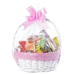 Vintiquewise White Medium Basket With Pink Liner And Handle -Alliedbas Shop 331030564 AlternateImage1 l