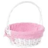 Vintiquewise White Medium Basket With Pink Liner And Handle