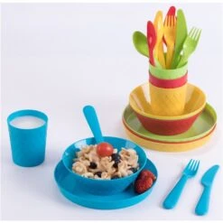 Basicwise Multicolour Plastic Kids Dinnerware Set - 24-Piece