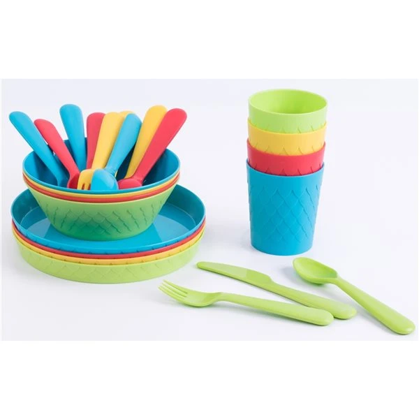Basicwise Multicolour Plastic Kids Dinnerware Set - 24-Piece 3 Basicwise Multicolour Plastic Kids Dinnerware Set - 24-Piece - Image 3