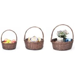 Vintiquewise Round Basket With Handle - Set Of 3