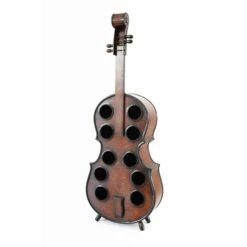 Vintiquewise 10-Bottle Wooden Cello Shaped Decorative Wine Bottle Holder