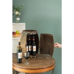 Vintiquewise 3-Bottle Wooden Barrel Shaped Decorative Wine Bottle Holder -Alliedbas Shop 331030621 AlternateImage1 l