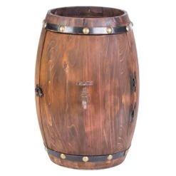 Vintiquewise 3-Bottle Wooden Barrel Shaped Decorative Wine Bottle Holder -Alliedbas Shop 331030621 AlternateImage2 l