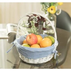 Vintiquewise White Small Basket With Bleu Liner And Handle 7 Vintiquewise White Small Basket With Bleu Liner And Handle -Alliedbas Shop 331030622 AlternateImage2 l