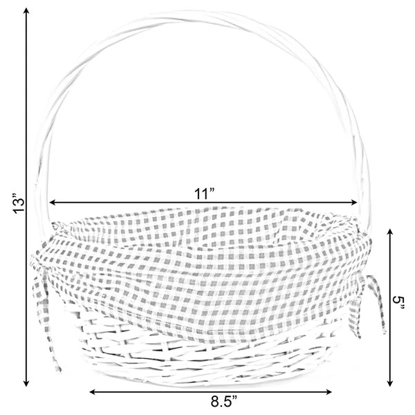Vintiquewise White Small Basket With Bleu Liner And Handle 2 Vintiquewise White Small Basket With Bleu Liner And Handle - Image 2