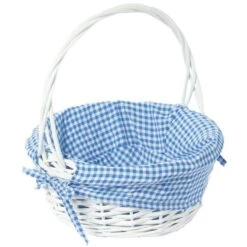 Vintiquewise White Small Basket With Bleu Liner And Handle 9 Vintiquewise White Small Basket With Bleu Liner And Handle -Alliedbas Shop 331030622 MainImage 001 l